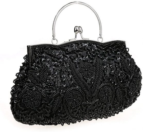 HONGCI Glitter Fashion Beaded Sequin Pearl Clutch Bag for Women - Vintage Beaded Evening Bag, Bridal Bag, Clutch Bags for Wedding, Party