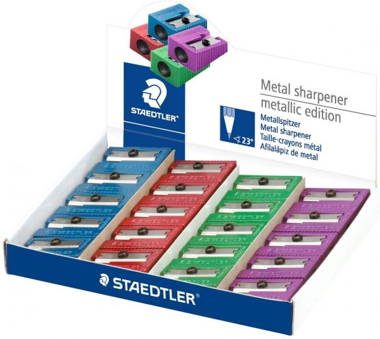 STAEDTLER 510 10 PR2 Stainless Steel Pencil Sharpener, Box of 20 Coloured Metal Sharpeners - Image 2