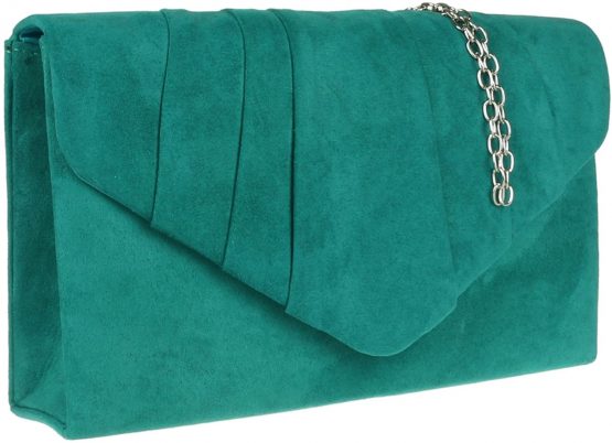 Girly HandBags Faux Suede Clutch Bag Pleated Design Evening Party Womens - Image 2