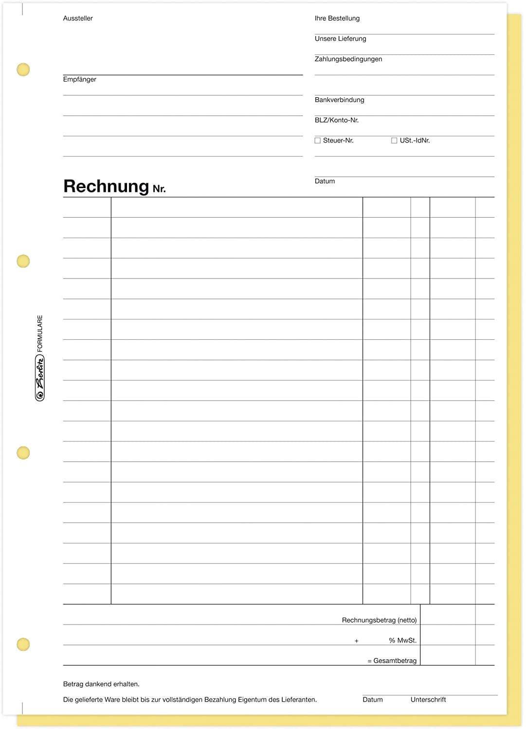 Herlitz Account Book, 1x2 sets of 40 sheets each, A4, Self-Copying, 80 sheets in total, Notebook, Weiss/opulenter Garten - Image 3