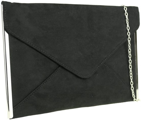 Girly Handbags Faux Suede Clutch Bag Envelope Plain Sides Frame Wedding Prom - Image 2