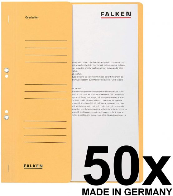 FALKEN Eyelet Top-Down Flat Files, A4, Half Cover, 250g - Buff, Pack 50