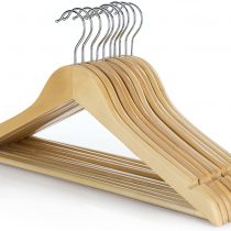 Hangerworld 10 Natural Wooden 45cm Coat Clothes Garment Hangers with Non Slip Trouser Bar
