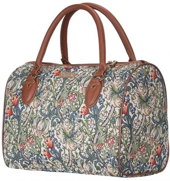 Signare Tapestry Travel Luggage Bag/Inspired by William Morris (Golden Lily, TRAV-GLILY) - Image 2