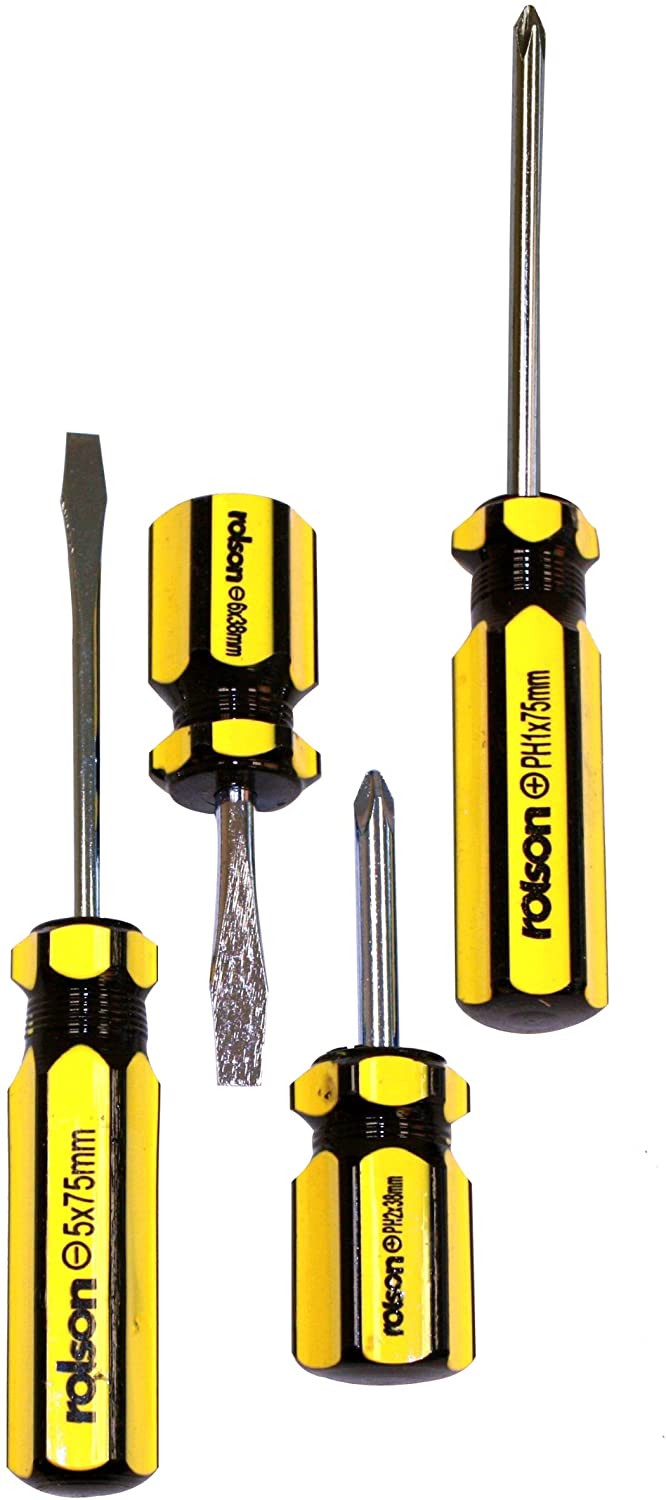 Rolson 28522 4 pc Screwdriver Set, Multicolor, 4 Pieces