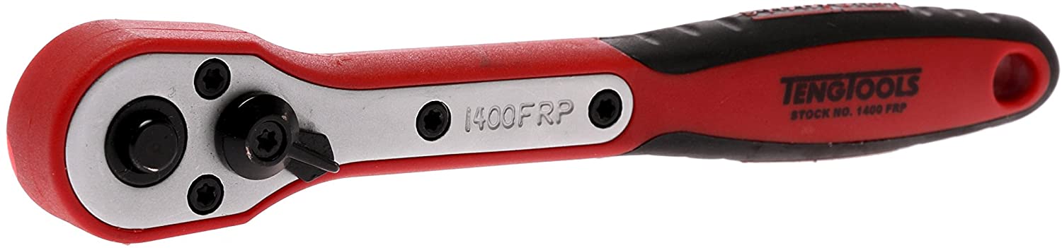 Teng Tools 1400FRP 1/4" FRP Quick‑Release Ratchet, Lightweight Steel‑Reinforced Fibre Handle, 45‑Tooth 8° Action