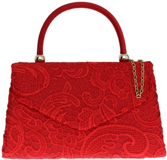 Girly HandBags Lace Satin Top Handle Clutch Bag Handbag Wedding Vintage Designer Womens Fashion