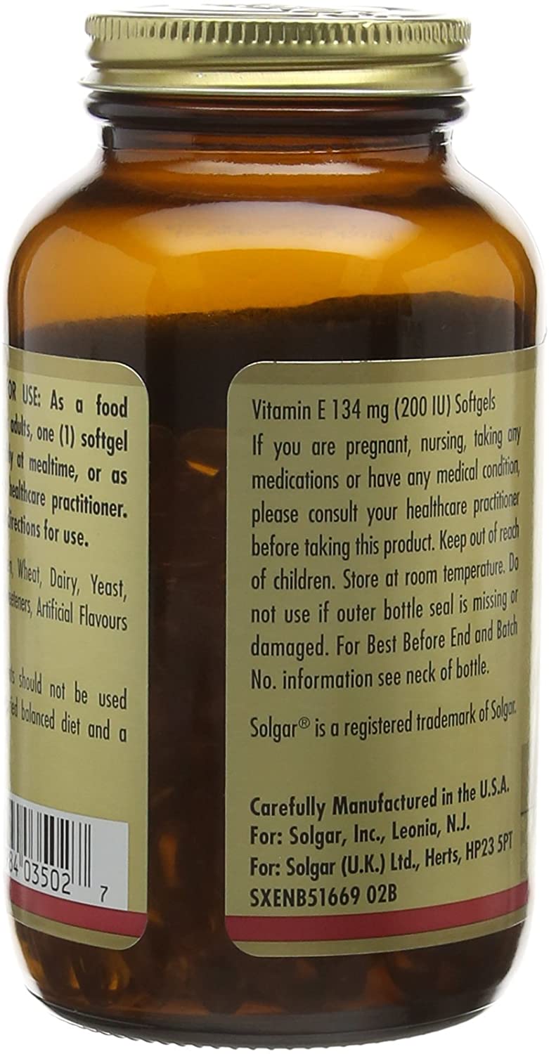 Solgar Vitamin E 134 mg (200 IU) Softgels - Pack of 250 - Helps Combat Oxidative Stress - Immune System Support - Gluten Free - Image 4