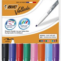 BIC Velleda 1741 Whiteboard Pens - Assorted Colours, Pouch of 8