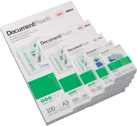 GBC A2 2x125 Micron Gloss Laminating Pouches, Pack of 100, 3745099
