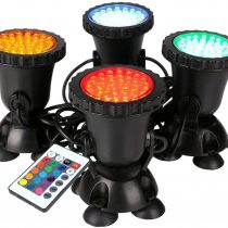GreenSun LED Lighting Garden Pond Light, Underwater RGB Spot Lights, Color Changing LED Aquarium Light, Fish Tank Light with Remote Controller(Set of 4 Lights)