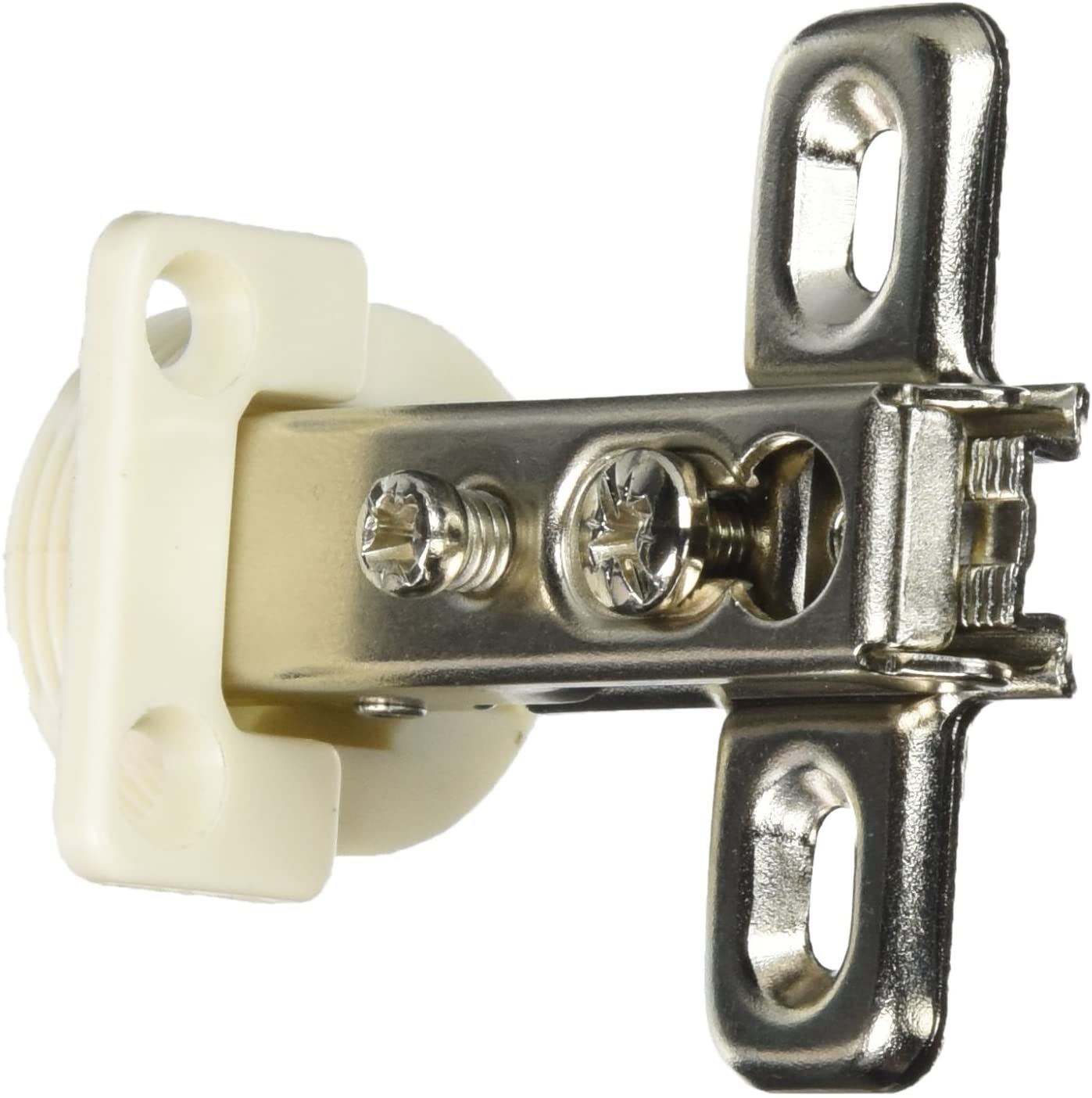 Merriway BH06220 (10 Pcs) Slide-On Kitchen Cabinet Wardrobe Hinges, Cruciform Plate Zinc Plated with White Cup
