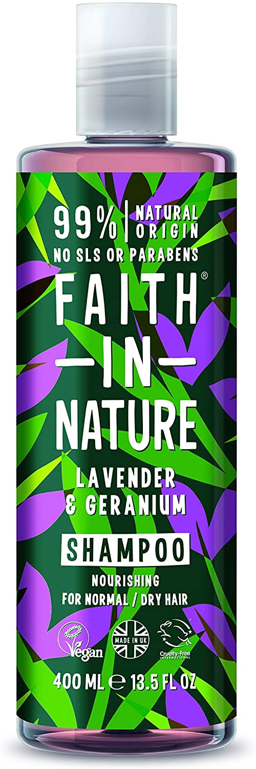 Faith In Nature Natural Lavender & Geranium Shampoo, Balancing for Normal Hair & Scalp, Vegan & Cruelty Free, No SLS