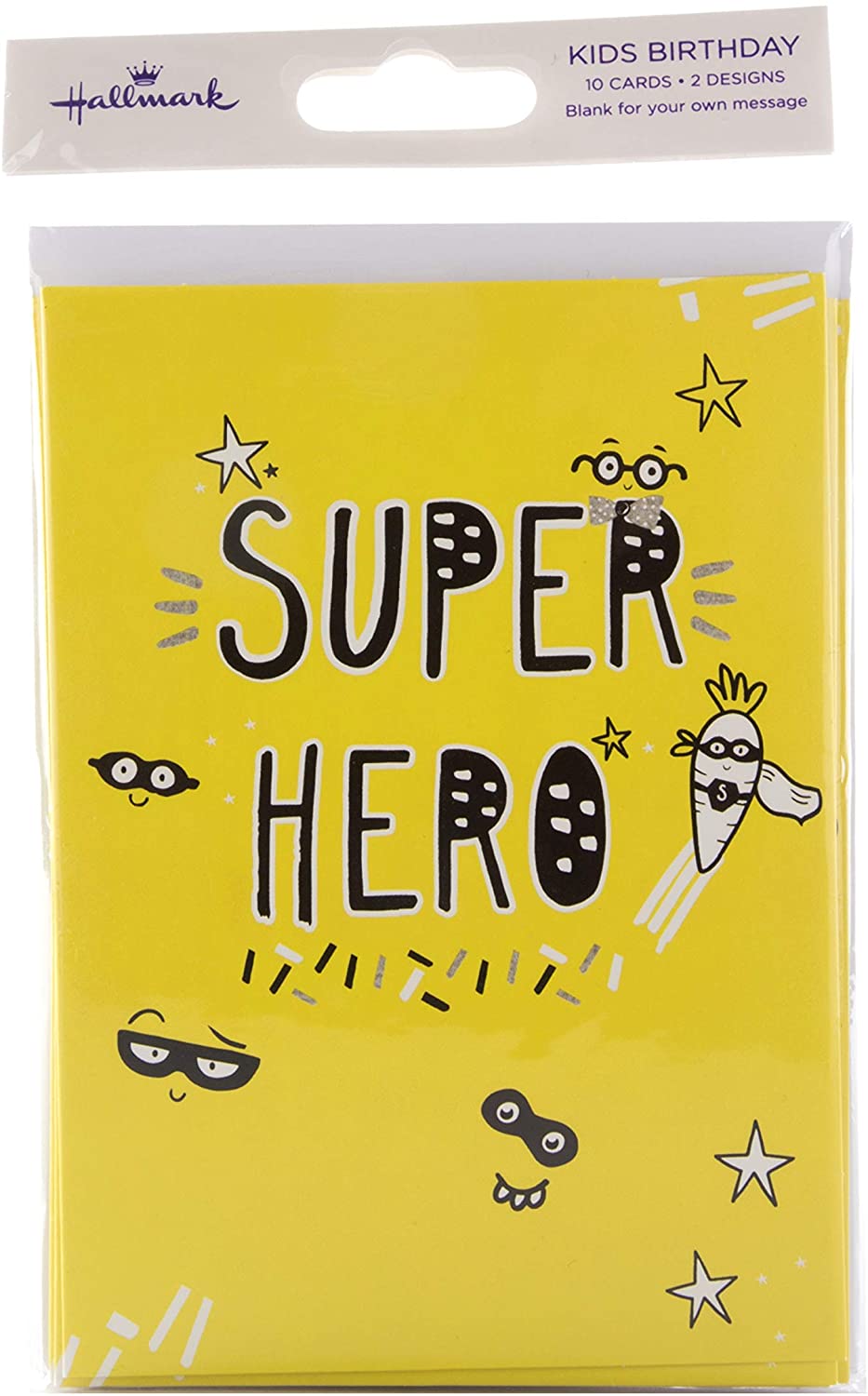 Pack of 10 Birthday Cards for Kids from Hallmark - 2 Fun Cartoon Style Designs, brown|yellow, 13.2cm x 9.5cm - Image 2