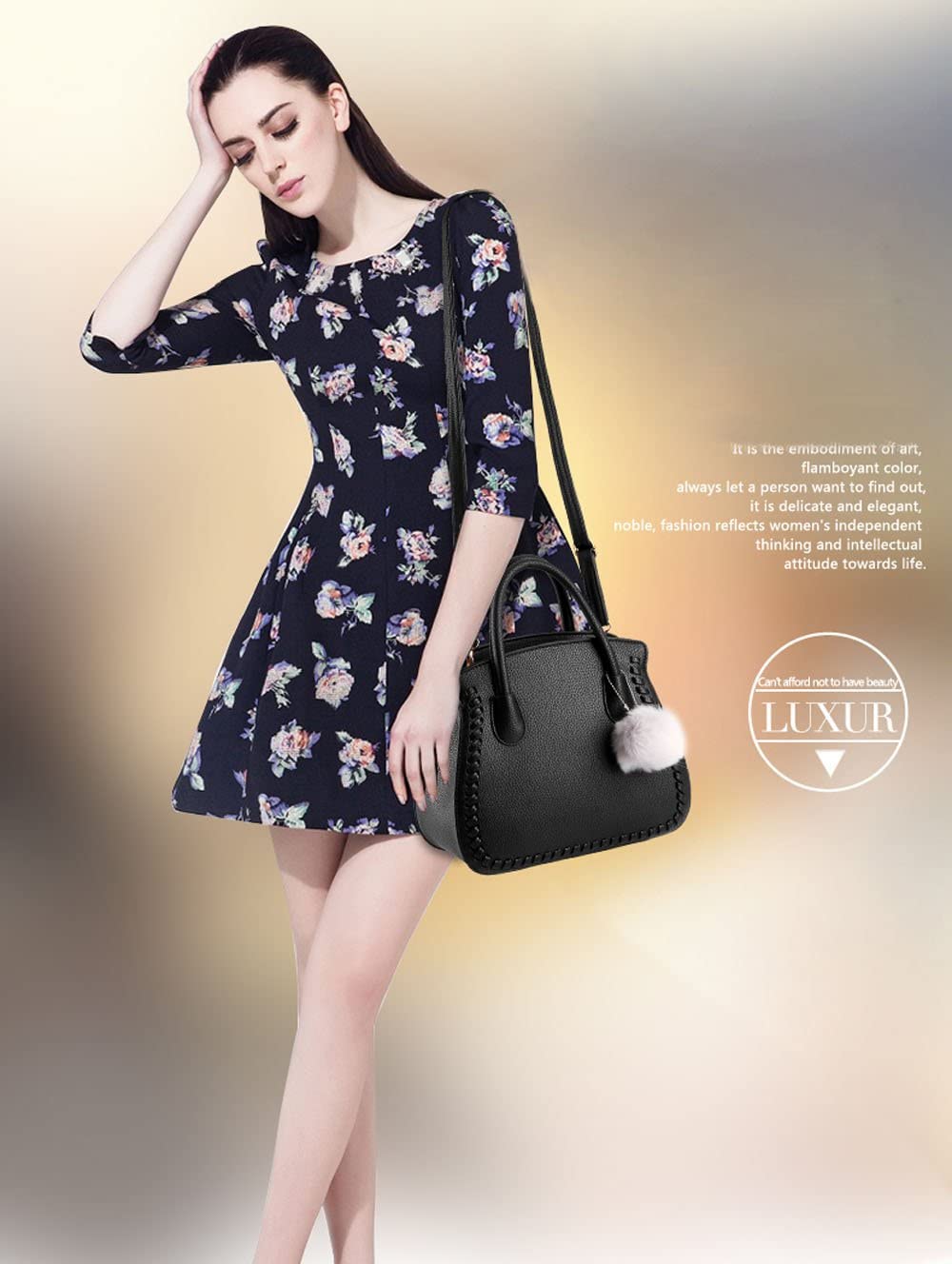 Nicole&Doris ladies/women/female handbag female bag handbags purse Senior PU handbags(Black) - Image 2