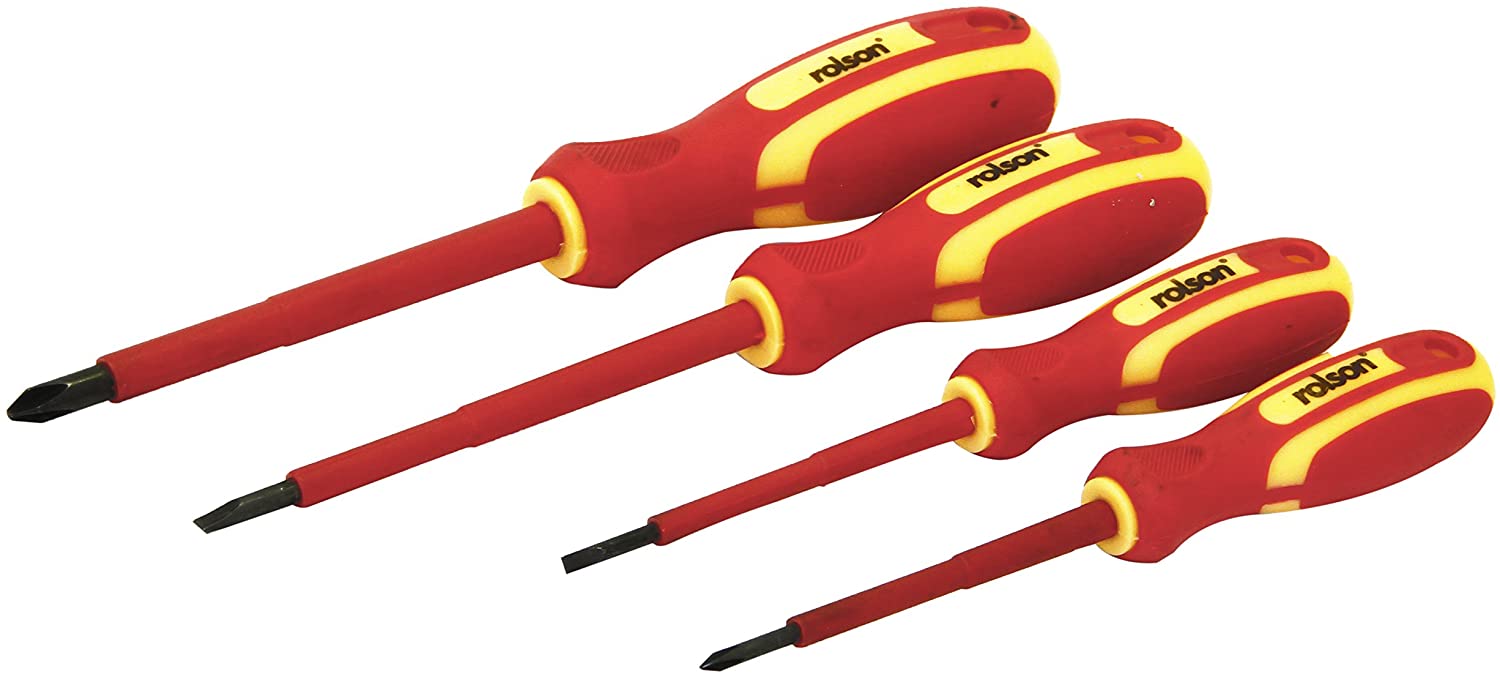 Rolson 28730 4 pc VDE Screwdriver Set, Red, 4 Pieces