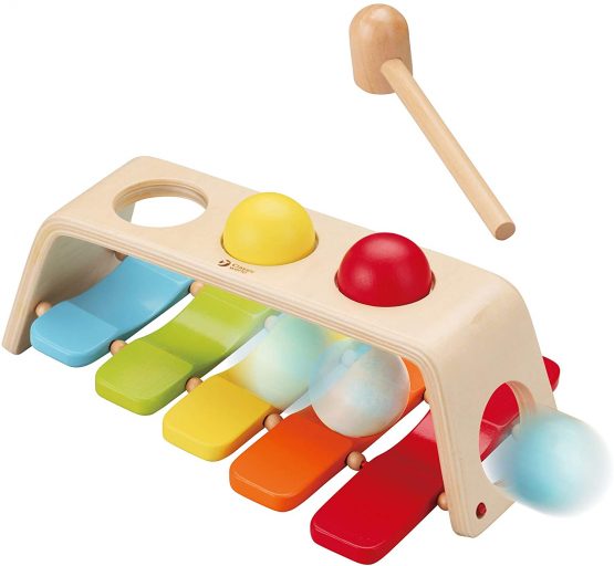 Classic World - Children's Wooden 2 in 1 Pound and Tap Bench Xylophone Educational Musical Toy
