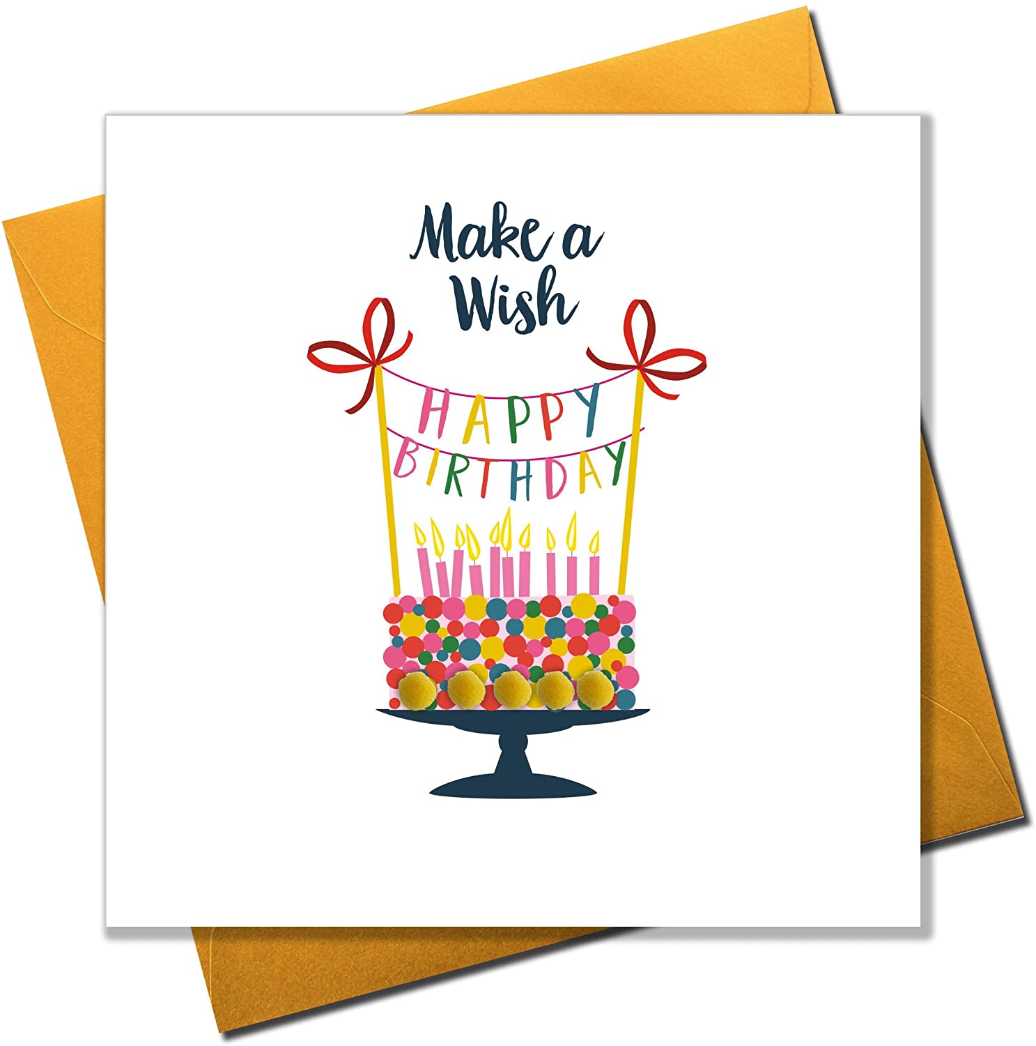 Claire Giles Greeting Cards, Happy Birthday Card, Birthday Cake Design Birthday Greeting Card, "Make a Wish"