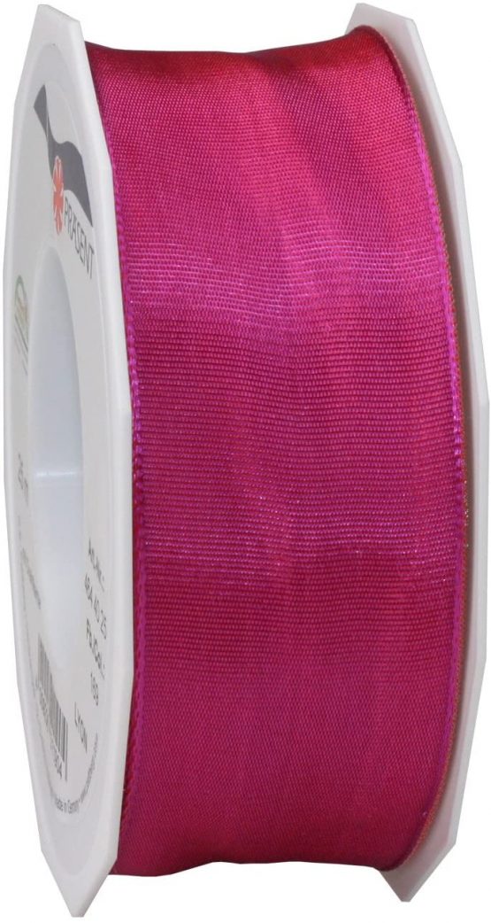 C.E. Pattberg Präsent 40 mm 25 m Ribbon Wired Tafetta Lyon, Pink-Purple