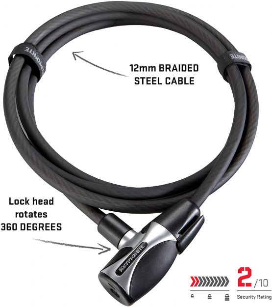 Kryptonite Kryptoflex 1230 Coiled Key Cable FlexFrame C Bracket Bicycle Lock - Image 2