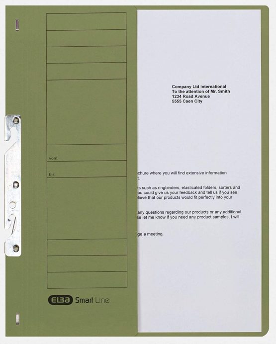 Elba 22421BL Attachable File with Commercial Binding 250 g/sq. m Manila Cardboard for 200 DIN A4 Sheet, Half Front Cover 50 Items Blue Single Clip File with Commercial Binding grün - Image 3