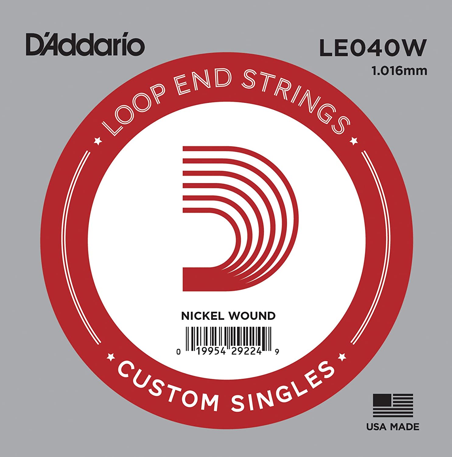 D'Addario .040 Nickel Wound Loop End Single String, 040 guage