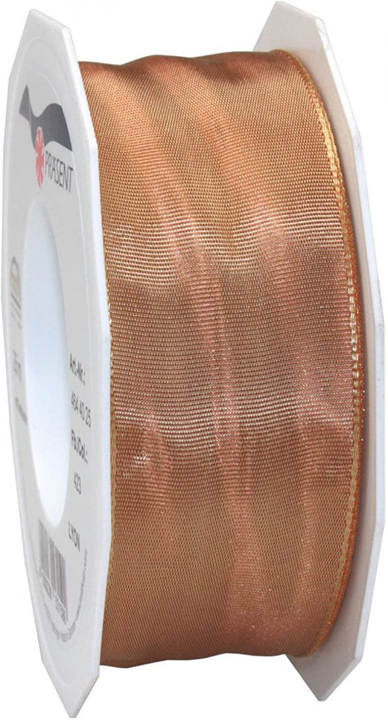 C.E. Pattberg Präsent 40 mm 25 m Ribbon Wired Tafetta Lyon, Light Brown