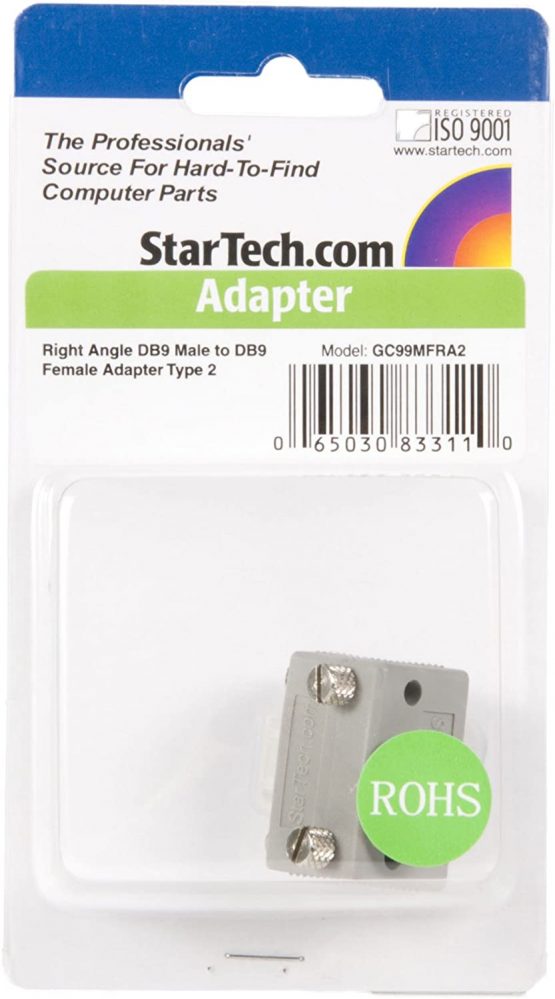 StarTech Right Angle DB9 to DB9 Serial Cable Adapter Type 2 - M/F (GC99MFRA2),Grey - Image 2