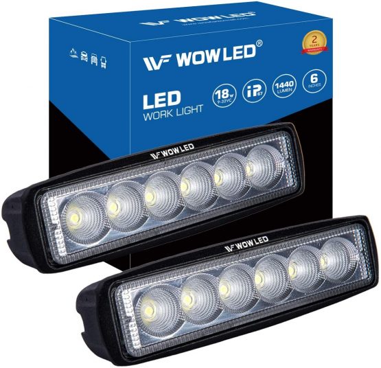 WOWLED 2 Pcs 18W LED Flood Lamp Work Driving Light for SUV ATV Boat Truck
