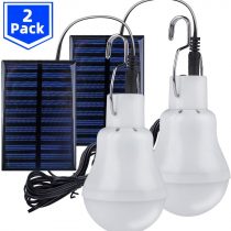 2 Pack Solar Powered Led Shed Light Bulb, TechKen Portable Lantern Lamp with Panel for Indoor Outdoor Kitchen Garden Patio Yard Hiking Camping Tent Fishing Lighting