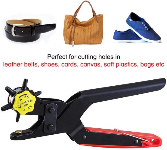 Leather Hole Punch, Belt hole puncher Heavy Duty Revolving Eyelet Plier Tool, Multi sized - 2mm to 4.5mm for Belts, Shoes, Cards, Crafts, Canvas, Bags, Soft plastics etc - Image 4