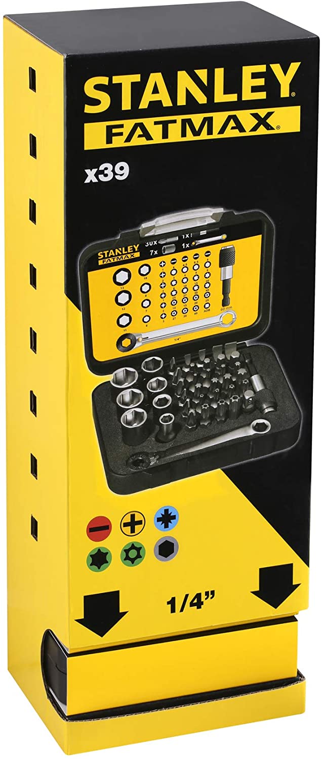 Stanley Tools 39Pc Fm Bit+Skt Set+Ratchet (Single) 1-13-907, Yellow/Black - Image 2