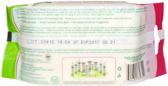 Aleva Naturals Bamboo Fem Maternal Wipes, Pack of 30 - Image 2