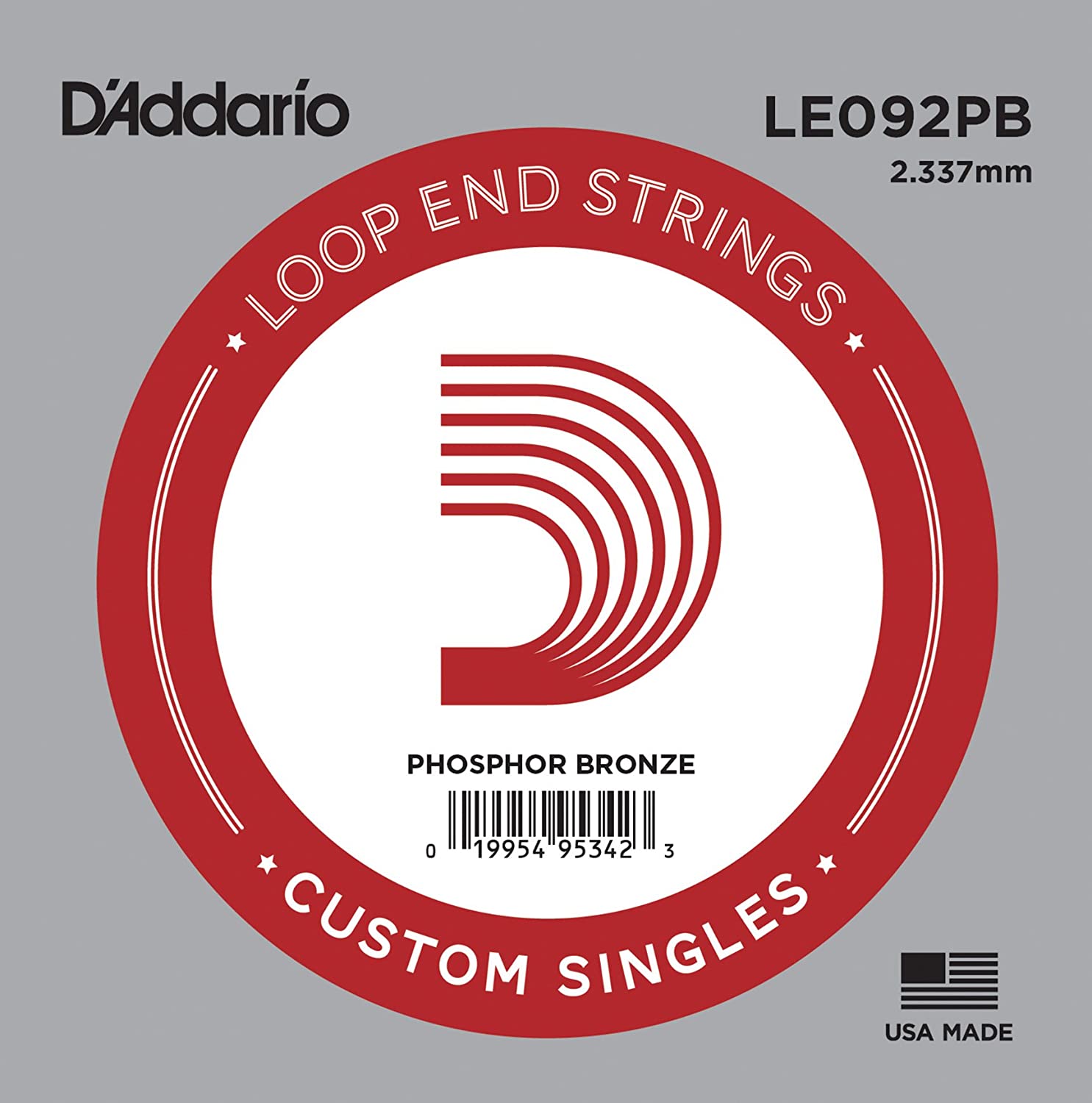 D'Addario .092 Phosphor Bronze Loop End Single String, orange