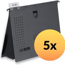 ELBA Chic Ultimate 100333016 Suspension File Pack of 5 Recycled Cardboard for DIN A4 with 5 Dividers and Binding Inner Pocket on The Back in Anthracite