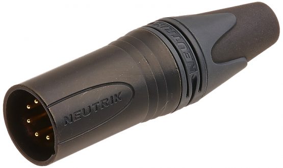 Neutrik NC5MXX-B 5-Pin Male Cable MT, Black Finish with Gold Contacts