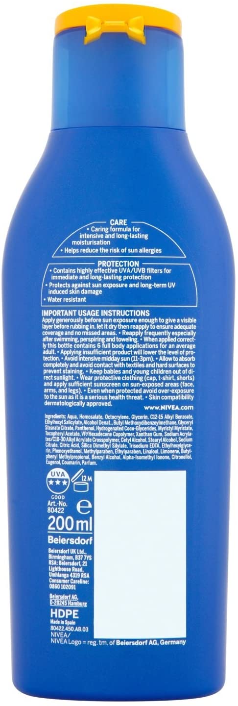 NIVEA SUN Protect & Moisture Sun Lotion SPF 20 (200 ml), Suncream with Vitamin C and Hyaluron - Image 2