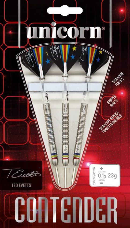 Unicorn Contender 90 Percent Tungsten Natural, Ted Evetts Darts, Black, 23 g - Image 2