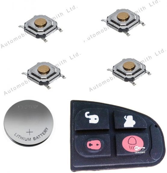 Automobile Locksmith DIY Repair kit - for Jaguar 4 button remote key fob refurbishment