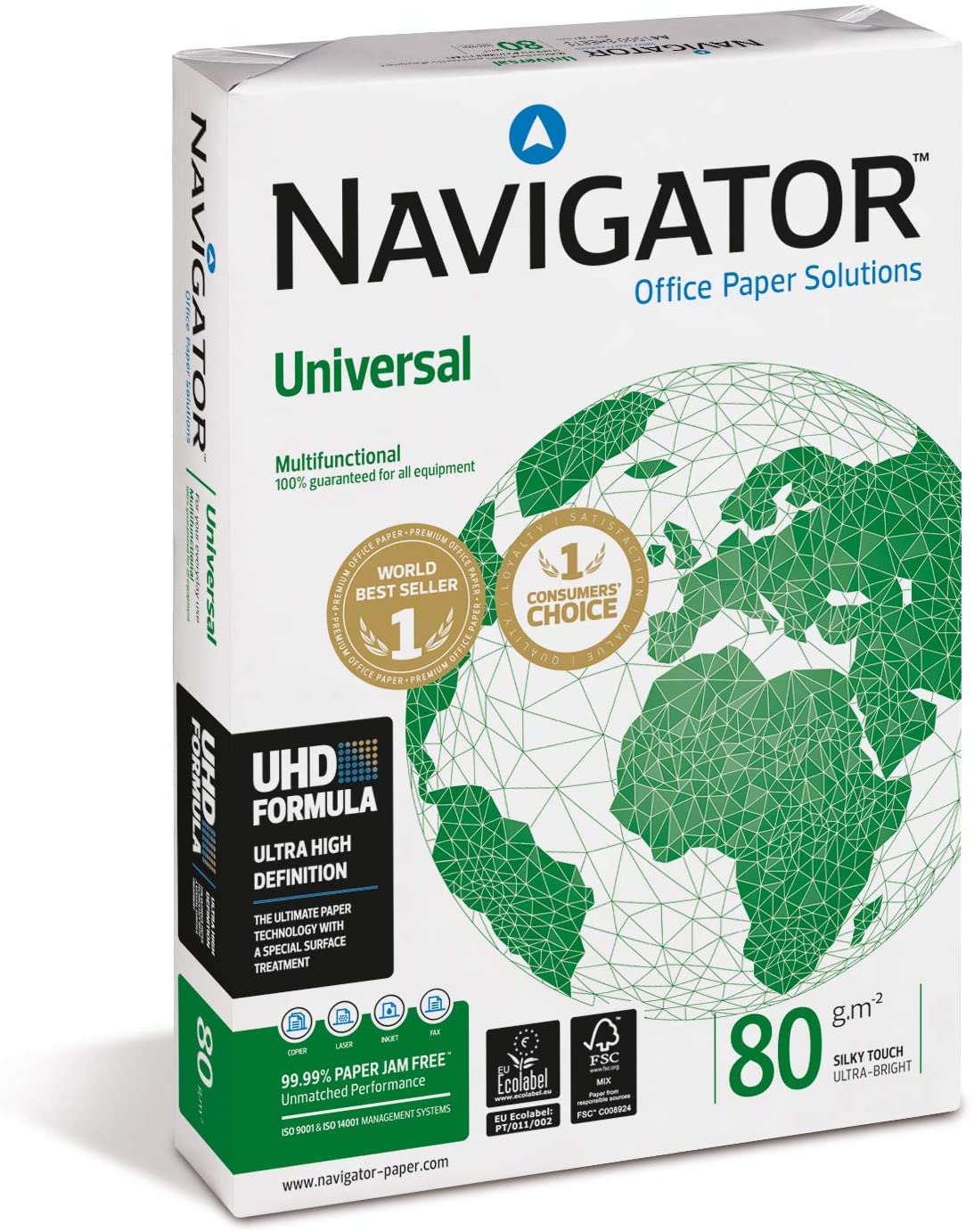 NAVIGATOR UNIVERSAL, 80 g/qm, DIN A4 Copier Paper, White, 1x Ream (500 Sheets)
