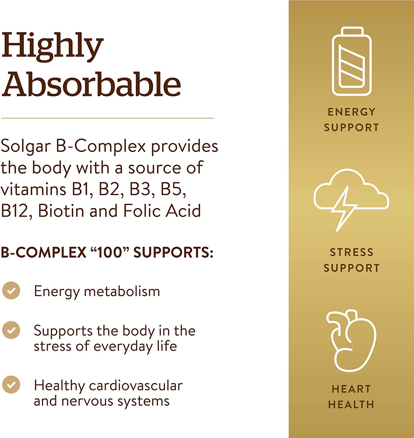 Solgar Vitamin B-Complex "100" Extra High Potency Vegetable Capsules, Pack of 250, Key Vitamin B Combination - Image 4
