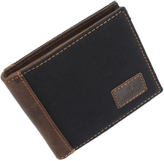 CACTUS Bi-Fold Canvas Wallet with Leather Trim and RFID Protection 182_81 Black - Image 3