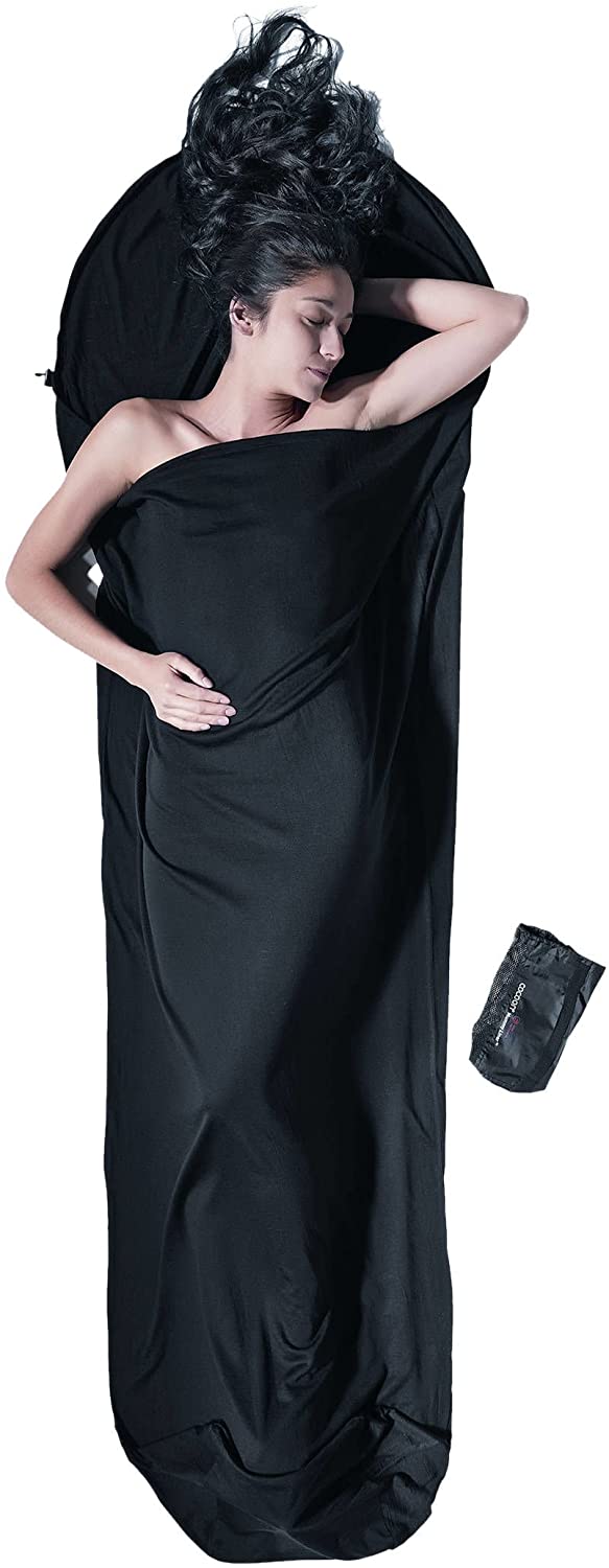Cocoon Merino Sleeping Bag Mummy Liner - Merino Wool, Black, 86" x 32" - Image 2