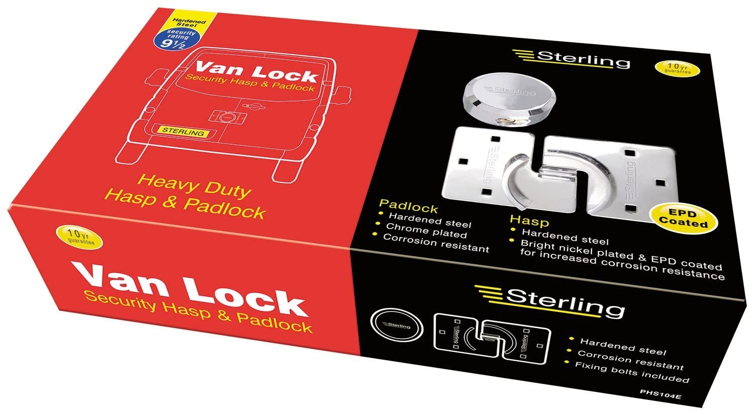 Sterling PHS104E Heavy Duty Van Lock 73 mm Round Shackleless, Silver, Shackleless Padlock and Heavy Security Hasp - Image 4
