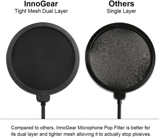 InnoGear Microphone Pop Filter, Enhanced Layers Shield with Flexible Gooseneck Clip Stabilizing Arm - Image 4