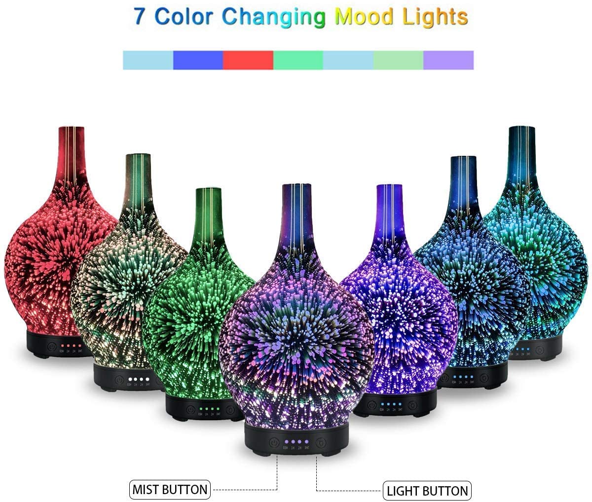 Essential Oil Diffuser Glass Aromatherapy Electric Ultrasonic Cool Mist Aroma Diffuser Scented Oil 3D Firework Diffusers - Image 2