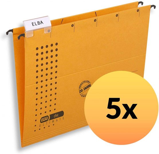 Elba Chic 85801GB Suspension Files A4 Recycled Cardboard 230 g/mÂ² Yellow Pack of 5