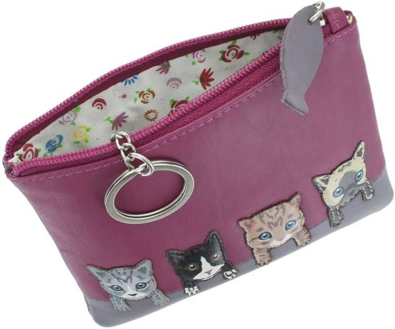 Mala Leather Best Friends Collection Coin Purse with Keyring 4166_65 Pink - Image 3