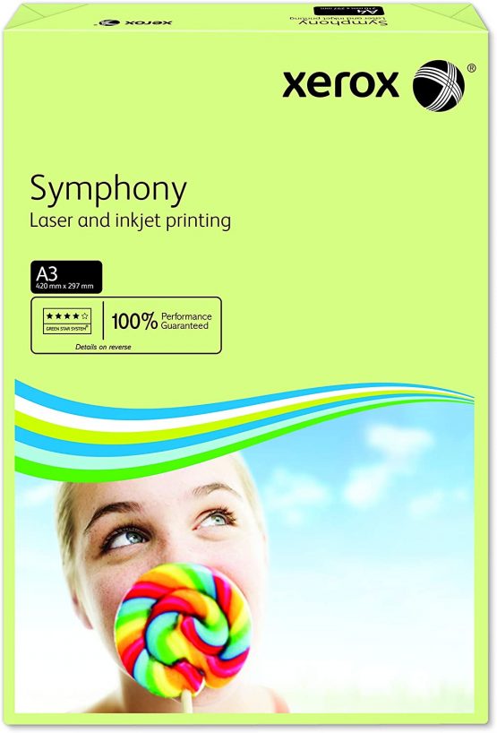 Xerox Symphony Pastel 003R91955 Printer/Copier Paper Coloured DIN A3 80 g/m² 500 Sheets Suitable for Colour Laser and Inkjet Printers/Green - Image 2