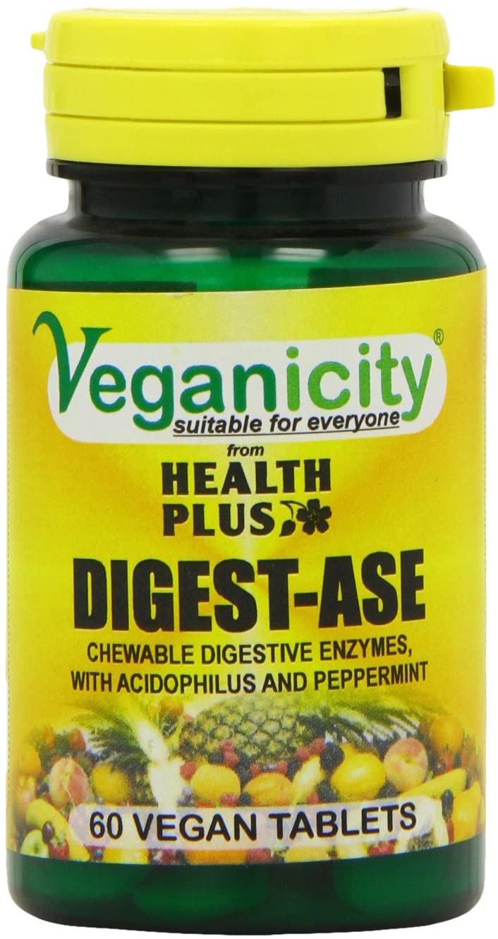 Veganicity Digest-Ase : Digestive Health Supplement : 60 Tablets, in a Planet-Friendly 99% Recycled Pot, 60 count (Pack of 1)